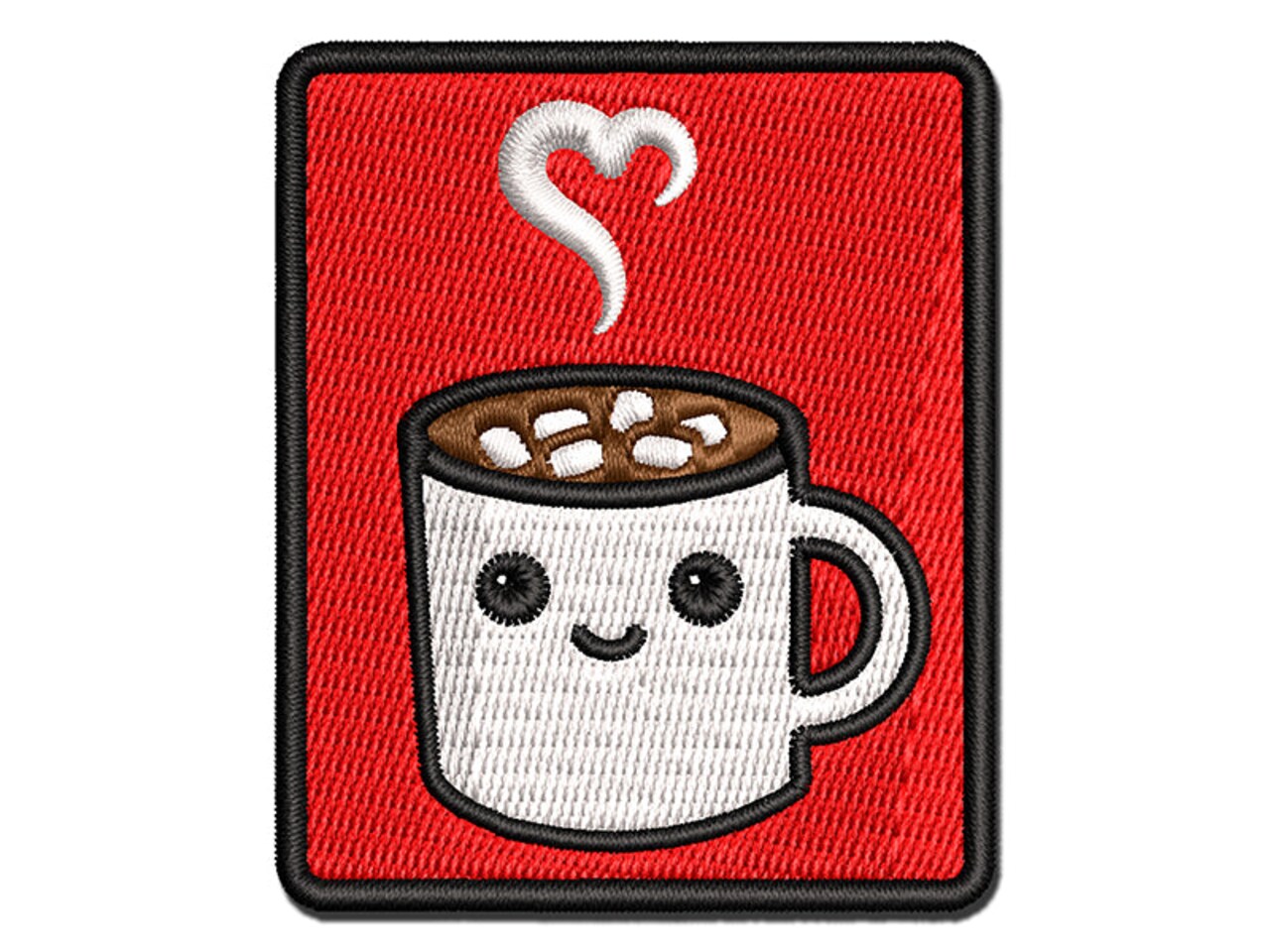 Cute Kawaii Hot Chocolate Multi-Color Embroidered Iron-On or Hook & Loop Patch Applique